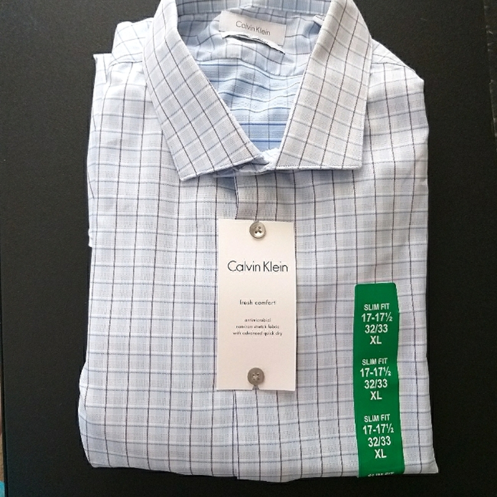 NWT Calvin Klein Dress Shirt Slim Fit 17-17.5 XL